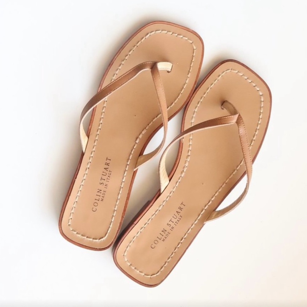 Colin Stuart made in Italy nude leather thongs sandals size 7.5